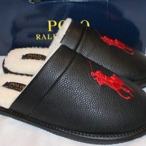Polo by Ralph Lauren Black Loafers with Red Embroidery Runs Small